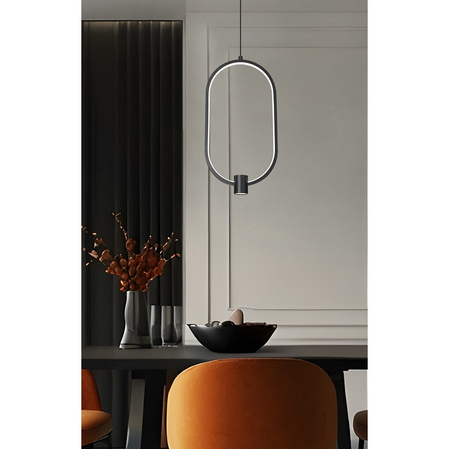 Z-Lite Saros 1 Light 10" Pendant, Matte Black/White
