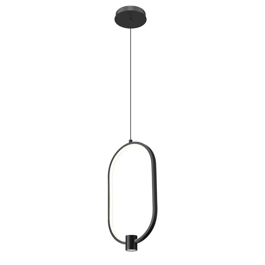 Z-Lite Saros 1 Light 10" Pendant, Matte Black/White