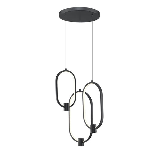 Z-Lite Saros 1 Light 14" Chandelier, Matte Black/White - 4101-3MB-LED