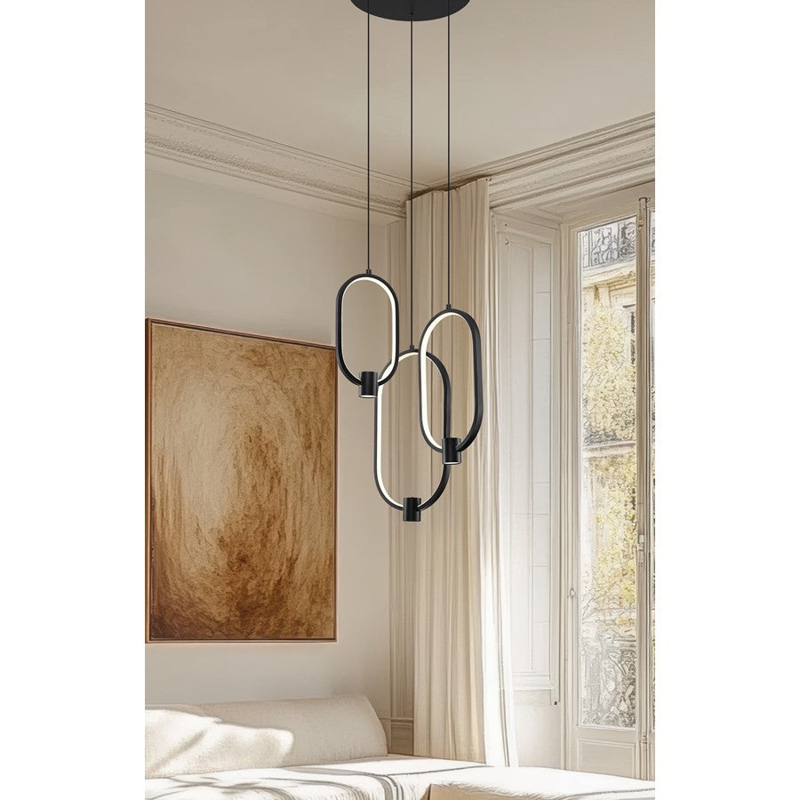 Z-Lite Saros 1 Light 14" Chandelier, Matte Black/White