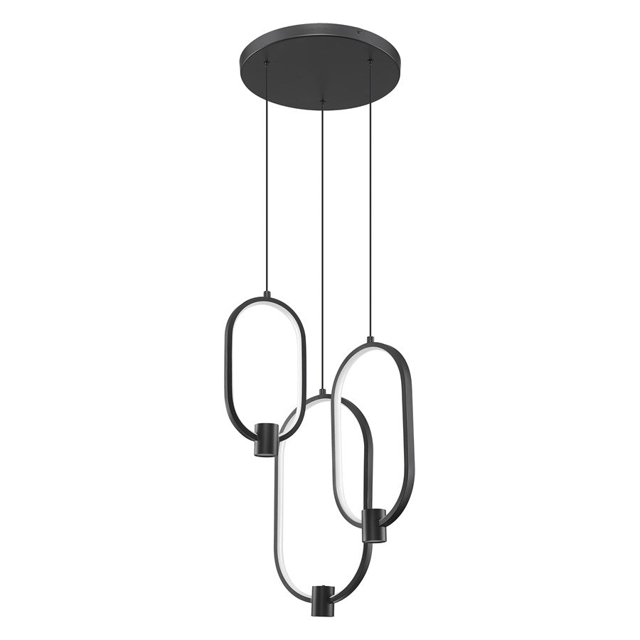 Z-Lite Saros 1 Light 14" Chandelier, Matte Black/White