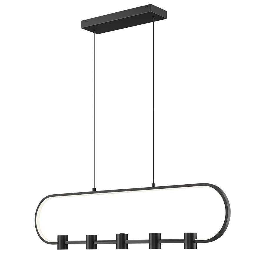 Z-Lite Saros 1 Light 42" Linear Chandelier, Matte Black/White - 4101-42L-MB-LED