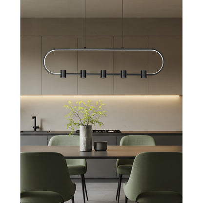 Z-Lite Saros 1 Light 42" Linear Chandelier, Matte Black/White