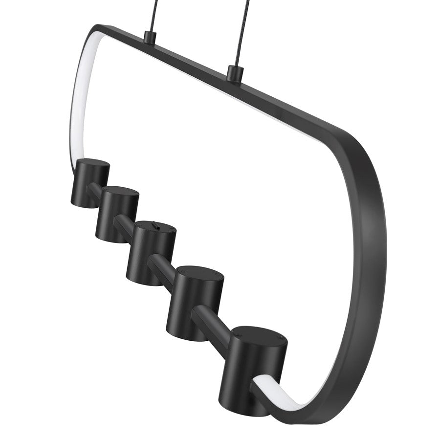 Z-Lite Saros 1 Light 42" Linear Chandelier, Matte Black/White