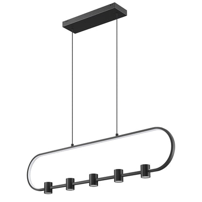Z-Lite Saros 1 Light 42" Linear Chandelier, Matte Black/White