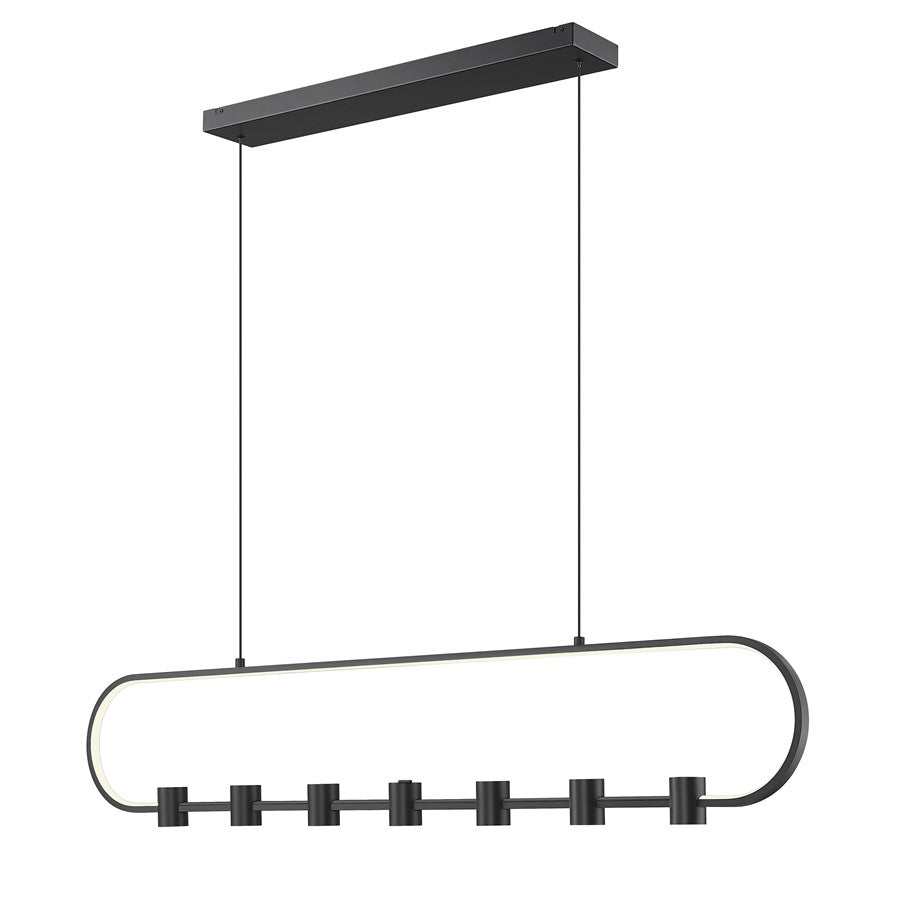 Z-Lite Saros 1 Light 54" Linear Chandelier, Matte Black/White - 4101-54L-MB-LED