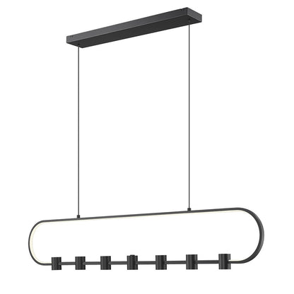 Z-Lite Saros 1 Light 54" Linear Chandelier, Matte Black/White - 4101-54L-MB-LED