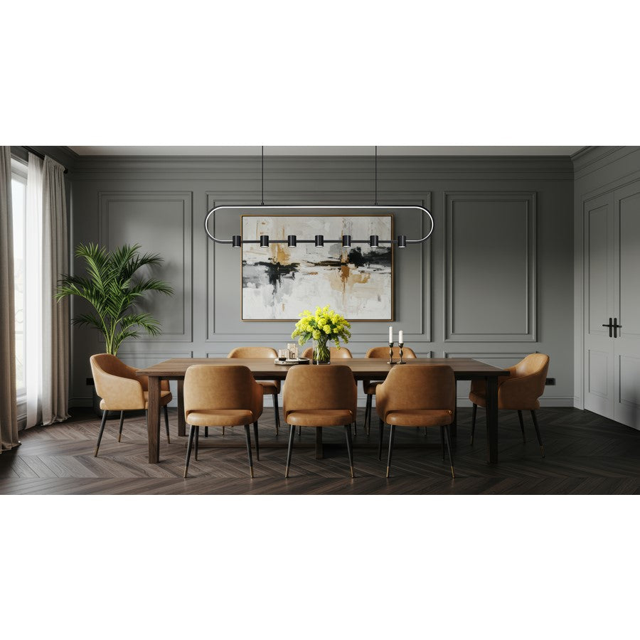 Z-Lite Saros 1 Light 54" Linear Chandelier, Matte Black/White