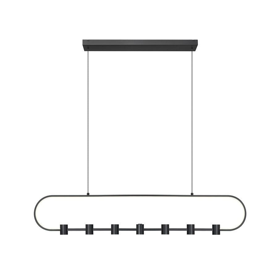 Z-Lite Saros 1 Light 54" Linear Chandelier, Matte Black/White