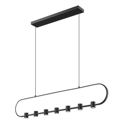 Z-Lite Saros 1 Light 54" Linear Chandelier, Matte Black/White