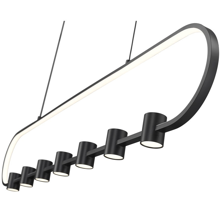 Z-Lite Saros 1 Light 54" Linear Chandelier, Matte Black/White