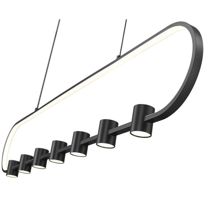 Z-Lite Saros 1 Light 54" Linear Chandelier, Matte Black/White