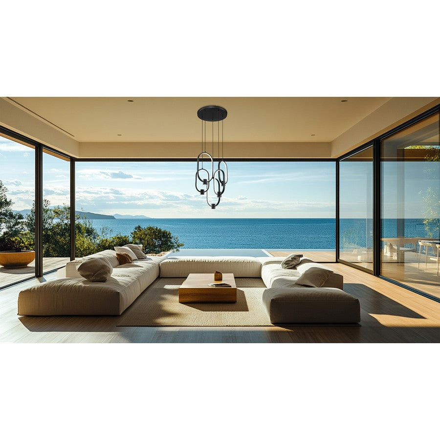 Z-Lite Saros 1 Light 16" Chandelier, Matte Black/White