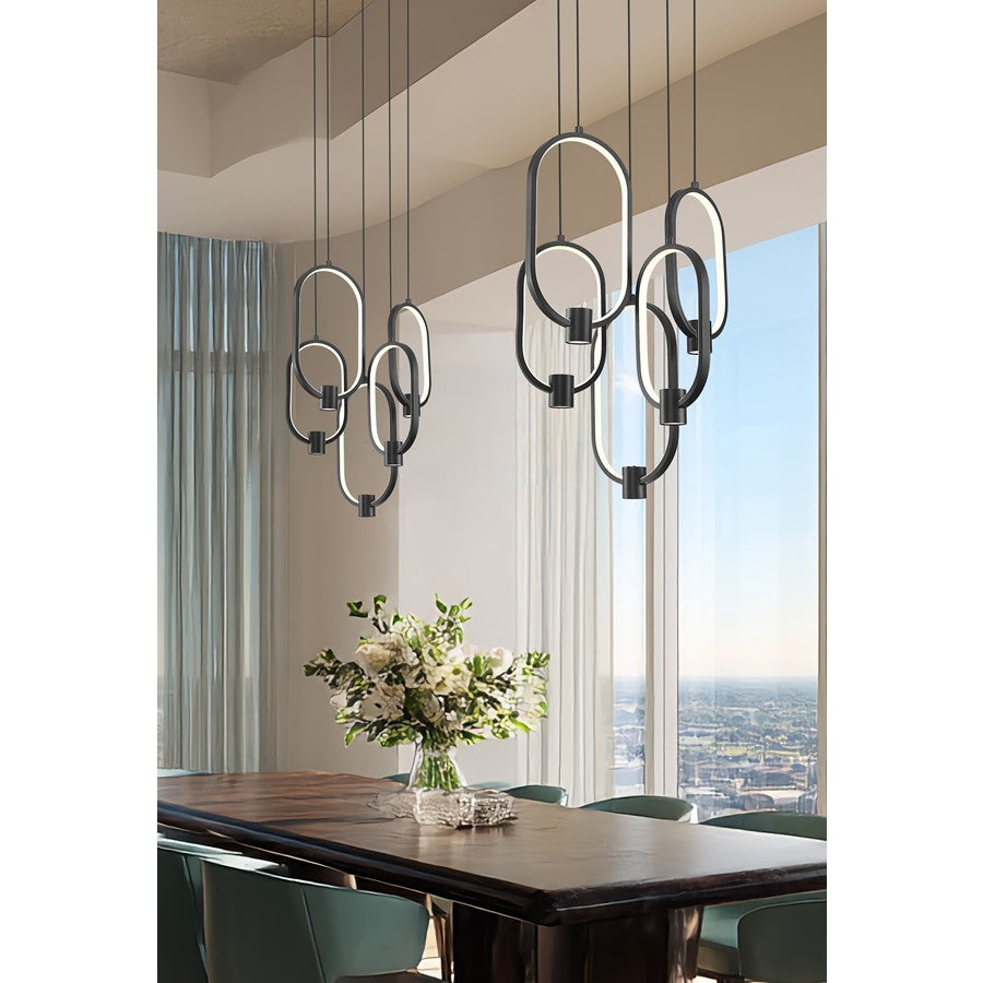 Z-Lite Saros 1 Light 16" Chandelier, Matte Black/White