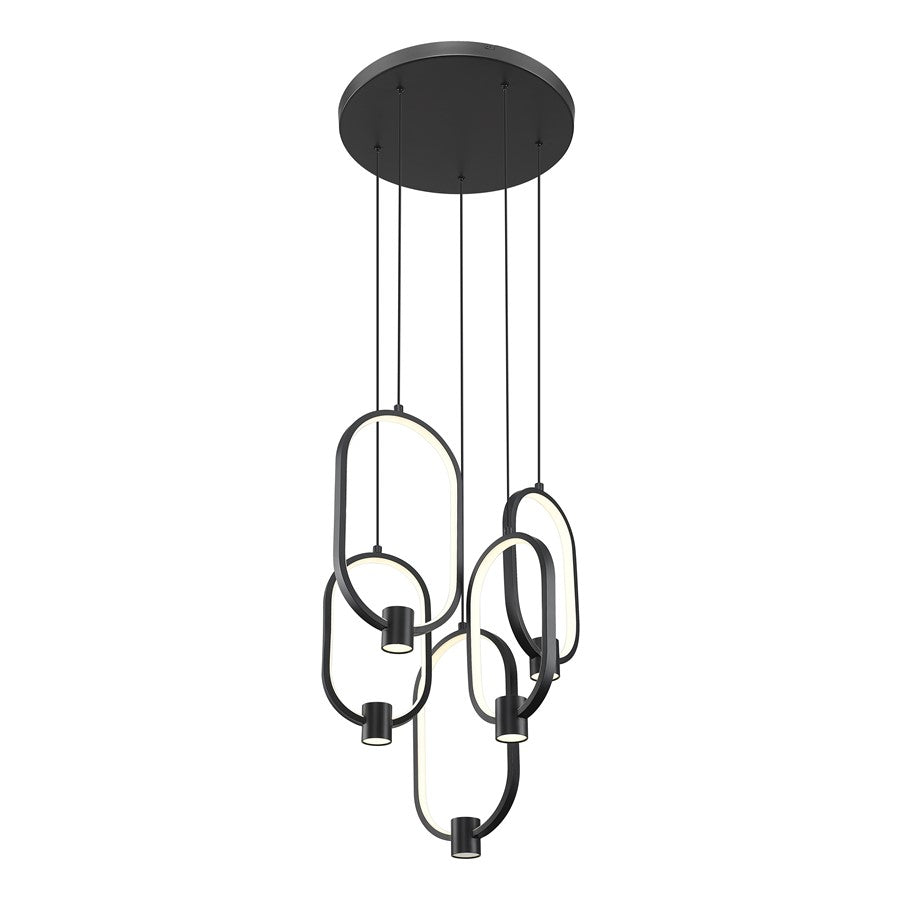 Z-Lite Saros 1 Light 16" Chandelier, Matte Black/White
