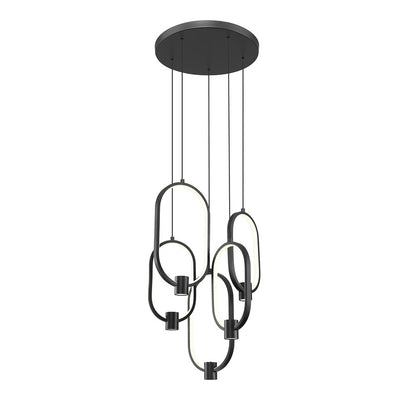 Z-Lite Saros 1 Light 16" Chandelier, Matte Black/White