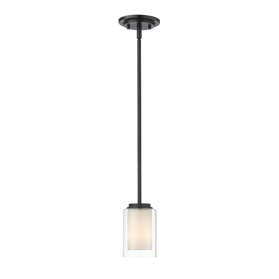 1 Light 54" Mini Pendant, Black, Inner White