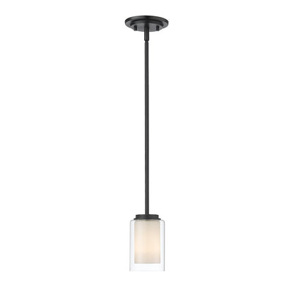 1 Light 54" Mini Pendant, Black, Inner White