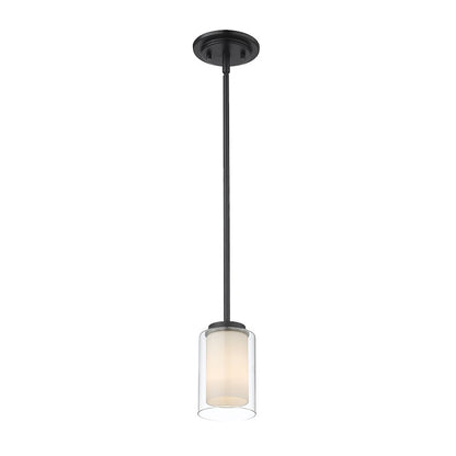 1 Light 54" Mini Pendant, Black, Inner White