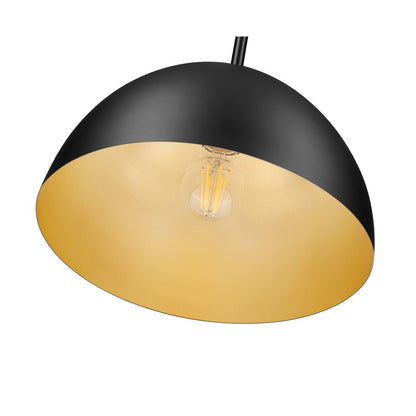 Z-Lite Vega 1 Light 12" Pendant, Matte Black/Matte Black/Gold