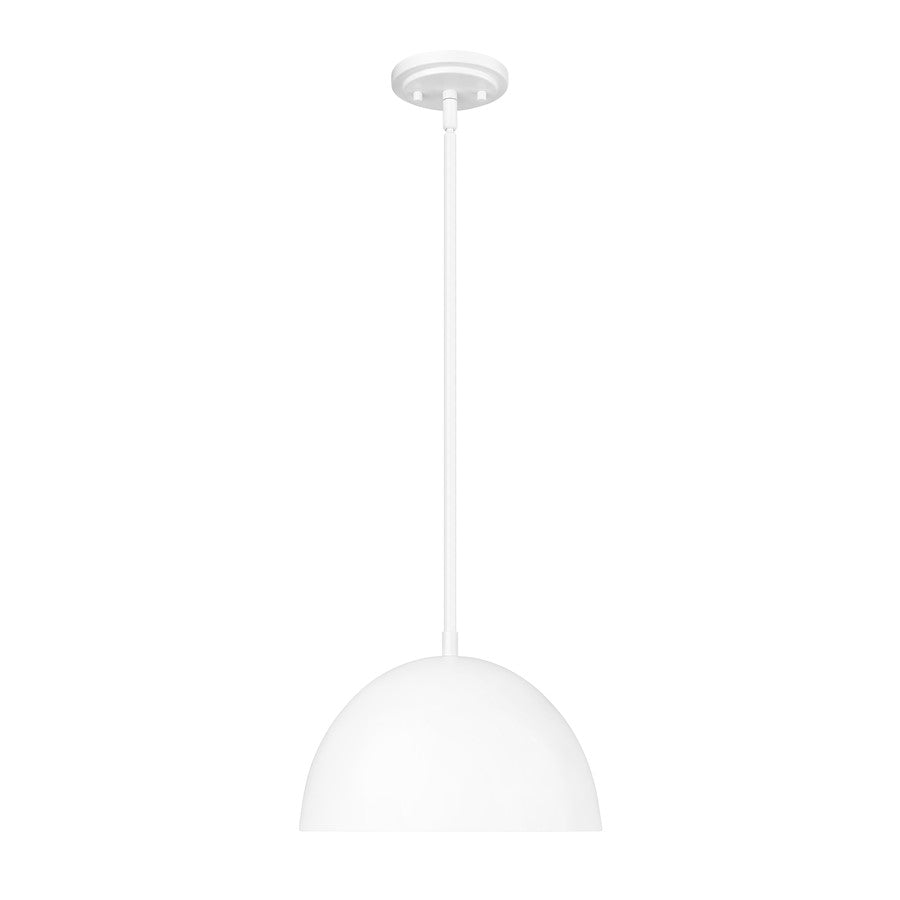 Z-Lite Vega 1 Light 12" Pendant, Matte White/Matte White/Gold - 4501P12-MW