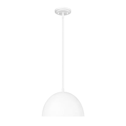 Z-Lite Vega 1 Light 12" Pendant, Matte White/Matte White/Gold - 4501P12-MW