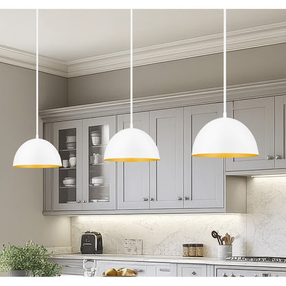 Z-Lite Vega 1 Light 12" Pendant, Matte White/Matte White/Gold