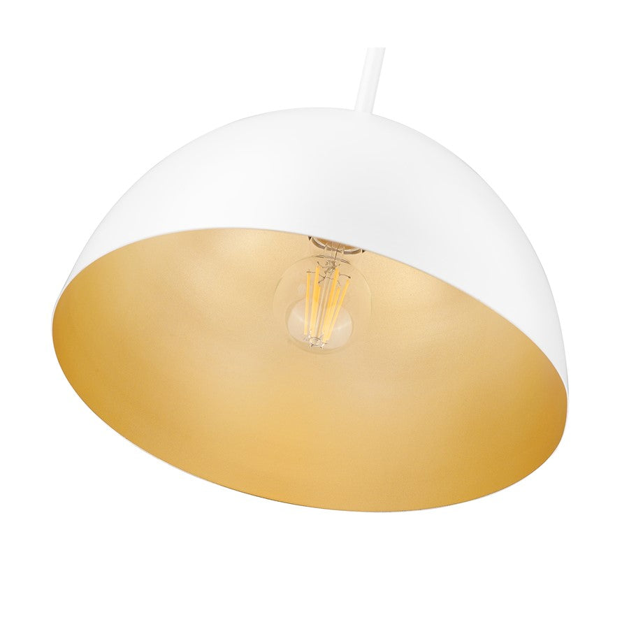 Z-Lite Vega 1 Light 12" Pendant, Matte White/Matte White/Gold