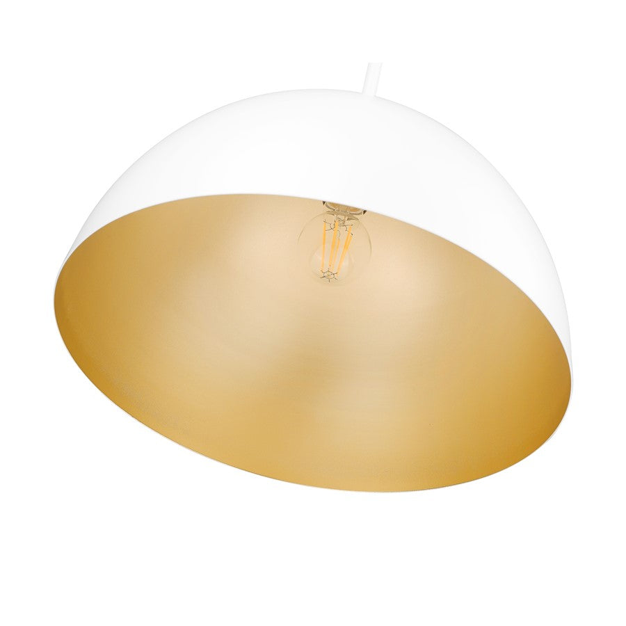 Z-Lite Vega 1 Light 16" Pendant, Matte White/Matte White/Gold