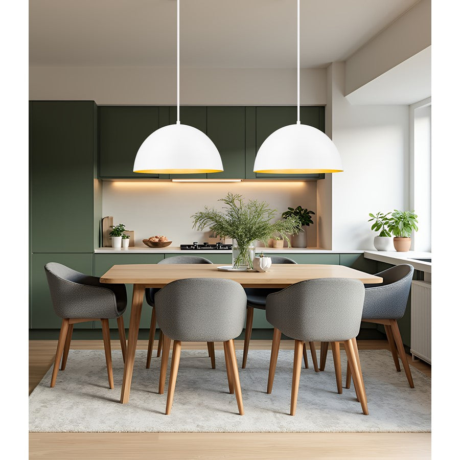 Z-Lite Vega 3 Light 24" Pendant, Matte White/Matte White/Gold