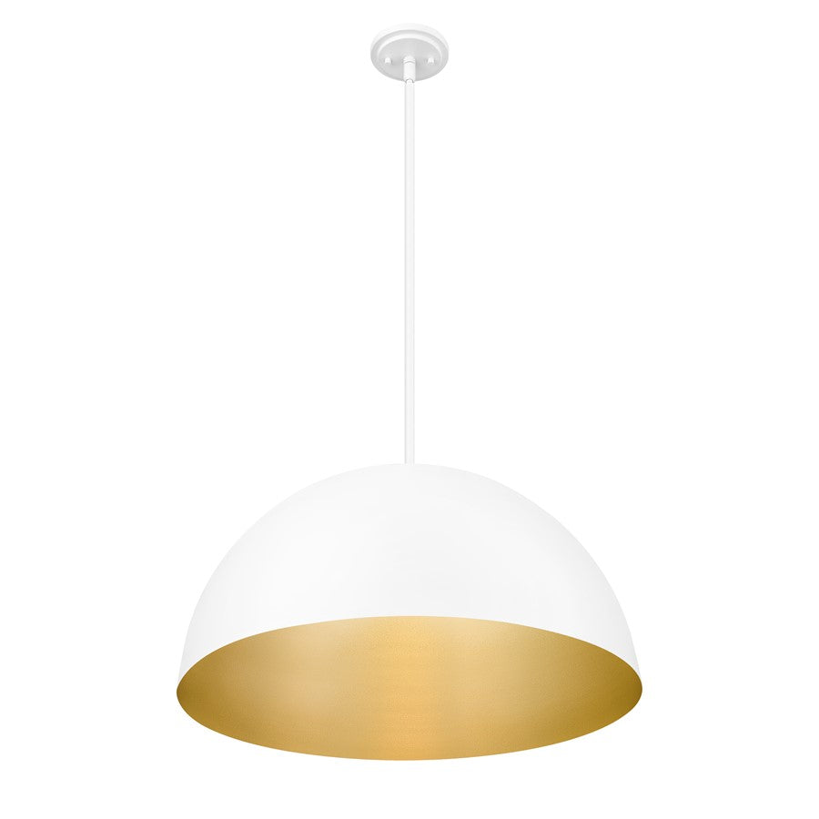 Z-Lite Vega 3 Light 24" Pendant, Matte White/Matte White/Gold