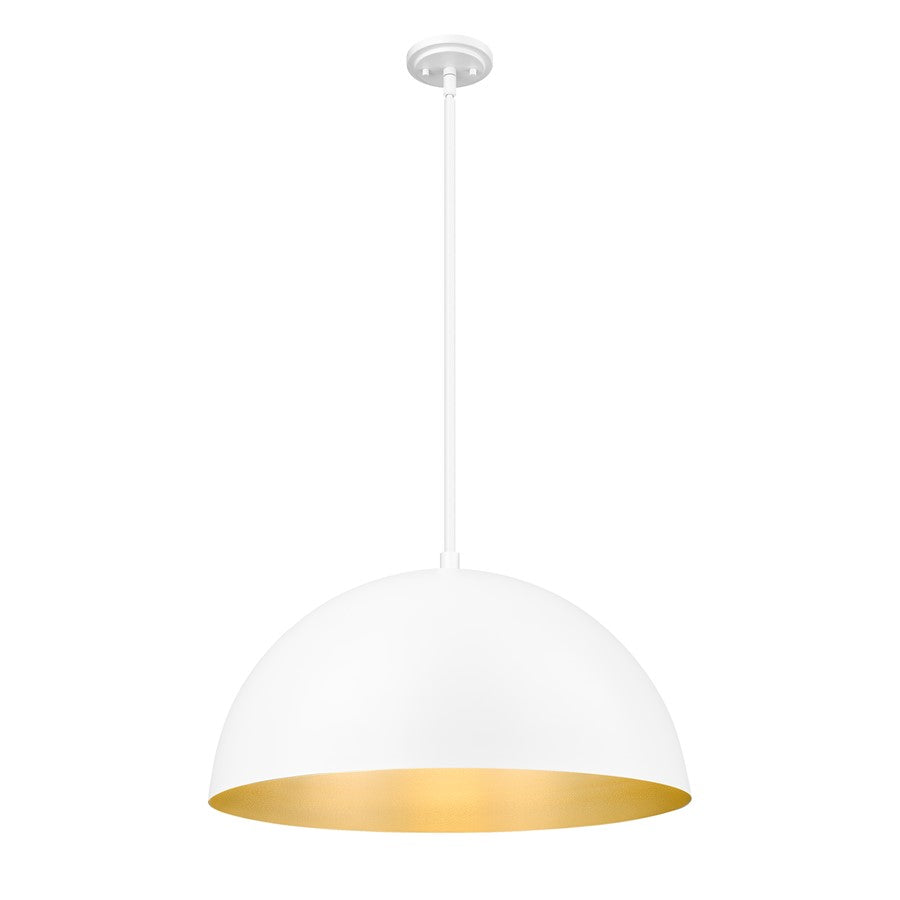 Z-Lite Vega 3 Light 24" Pendant, Matte White/Matte White/Gold