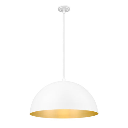 Z-Lite Vega 3 Light 24" Pendant, Matte White/Matte White/Gold