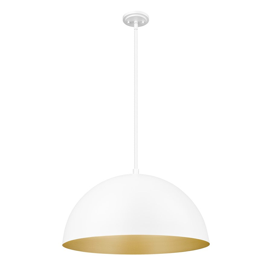 Z-Lite Vega 3 Light 24" Pendant, Matte White/Matte White/Gold