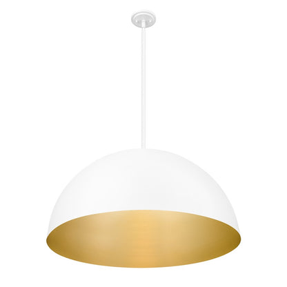 Z-Lite Vega 3 Light 32" Pendant, Matte White/Matte White/Gold
