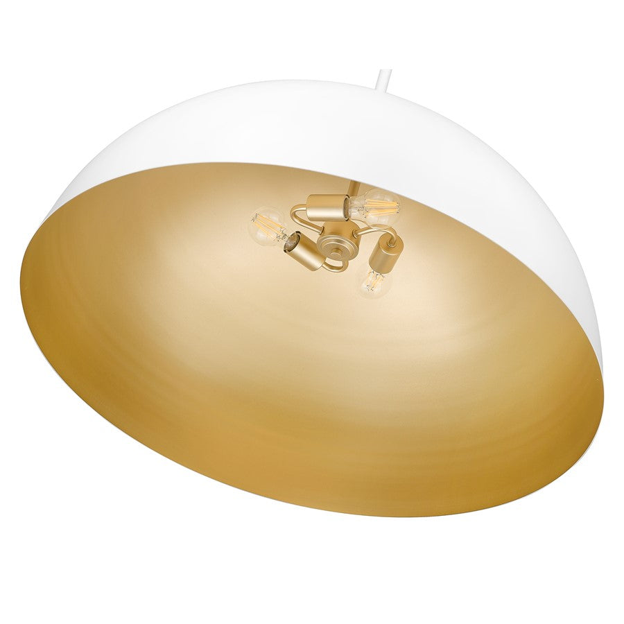 Z-Lite Vega 3 Light 32" Pendant, Matte White/Matte White/Gold