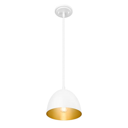 Z-Lite Vega 1 Light 8" Pendant, Matte White/Matte White/Gold