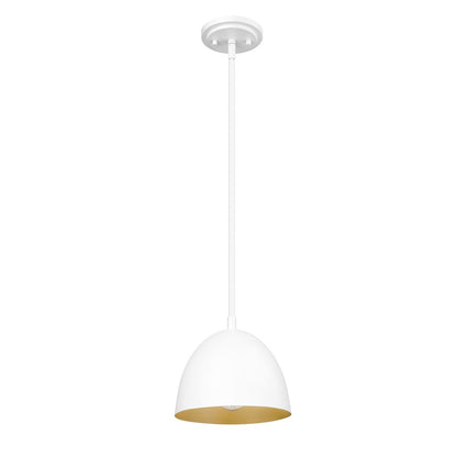 Z-Lite Vega 1 Light 8" Pendant, Matte White/Matte White/Gold