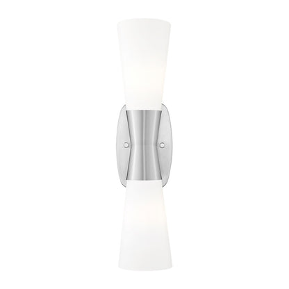 Z-Lite Emrys 2 Light 18" Wall Sconce, Brushed Nickel/White Opal