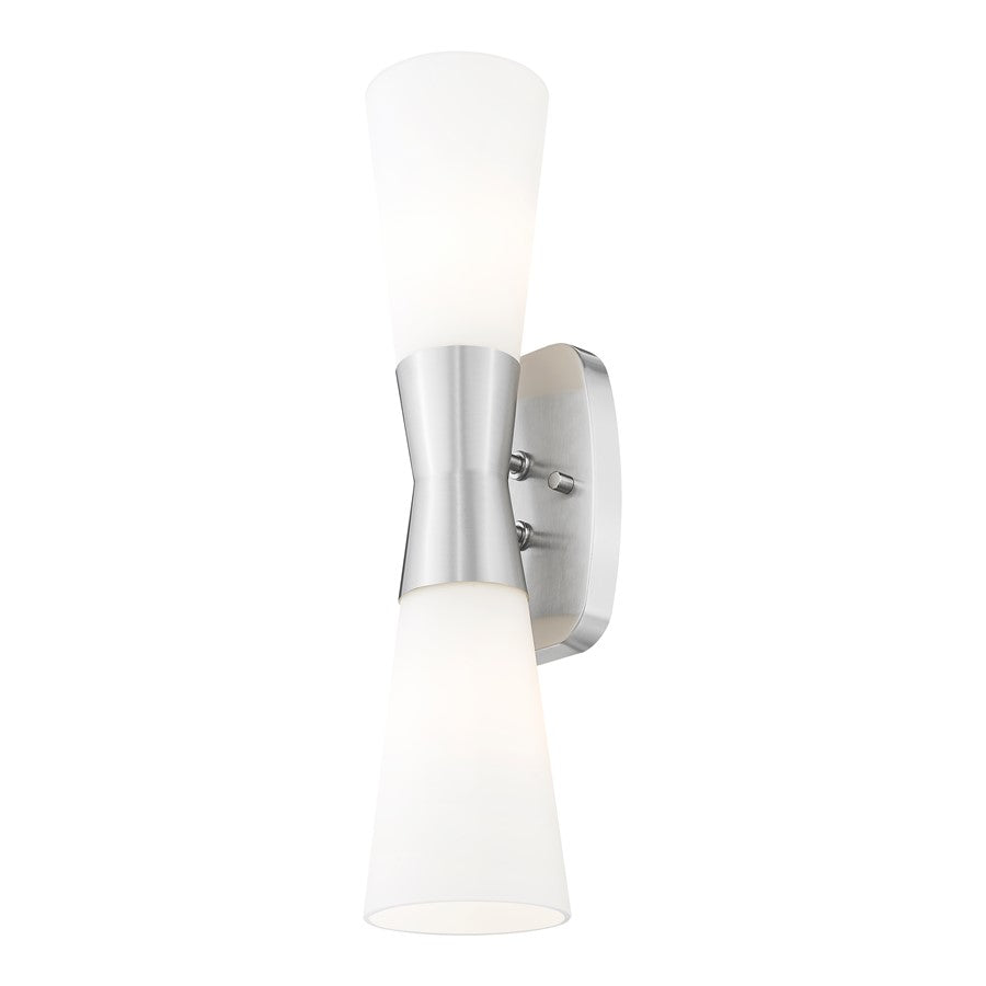 Z-Lite Emrys 2 Light 18" Wall Sconce, Brushed Nickel/White Opal