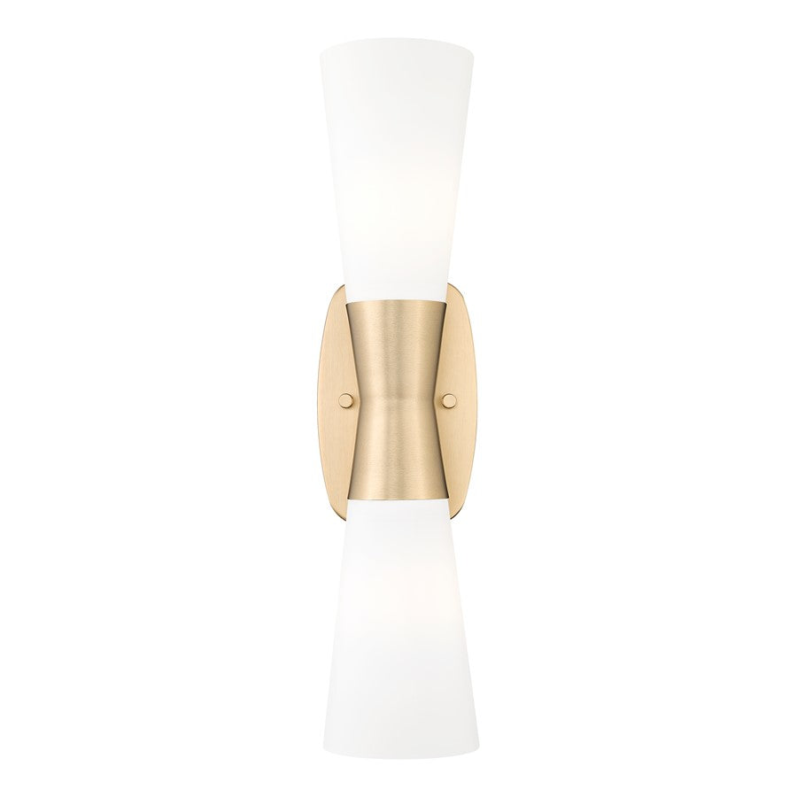 Z-Lite Emrys 2 Light 18" Wall Sconce, Modern Gold/White Opal
