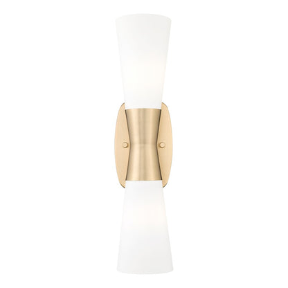 Z-Lite Emrys 2 Light 18" Wall Sconce, Modern Gold/White Opal