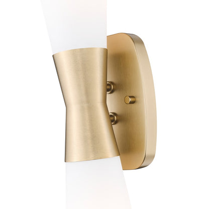 Z-Lite Emrys 2 Light 18" Wall Sconce, Modern Gold/White Opal