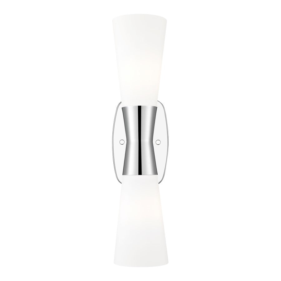 Z-Lite Emrys 2 Light 18" Wall Sconce, Polished Nickel/White Opal