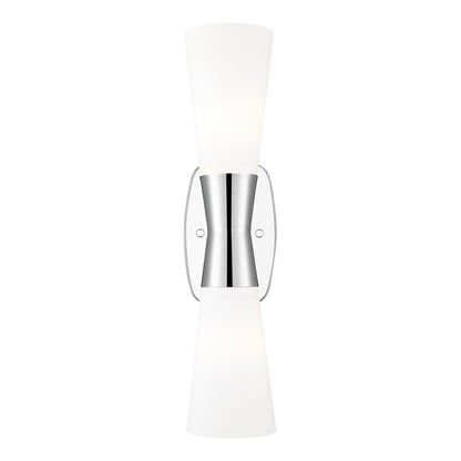 Z-Lite Emrys 2 Light 18" Wall Sconce, Polished Nickel/White Opal