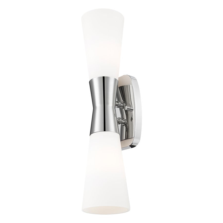 Z-Lite Emrys 2 Light 18" Wall Sconce, Polished Nickel/White Opal