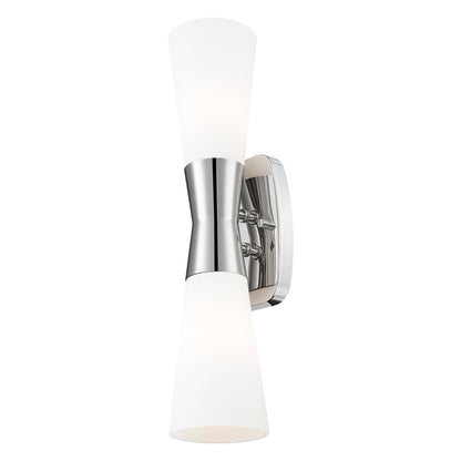 Z-Lite Emrys 2 Light 18" Wall Sconce, Polished Nickel/White Opal
