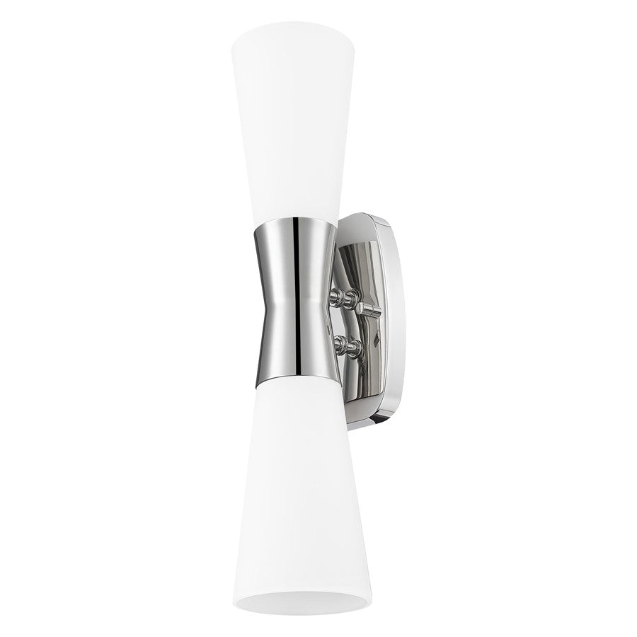 Z-Lite Emrys 2 Light 18" Wall Sconce, Polished Nickel/White Opal