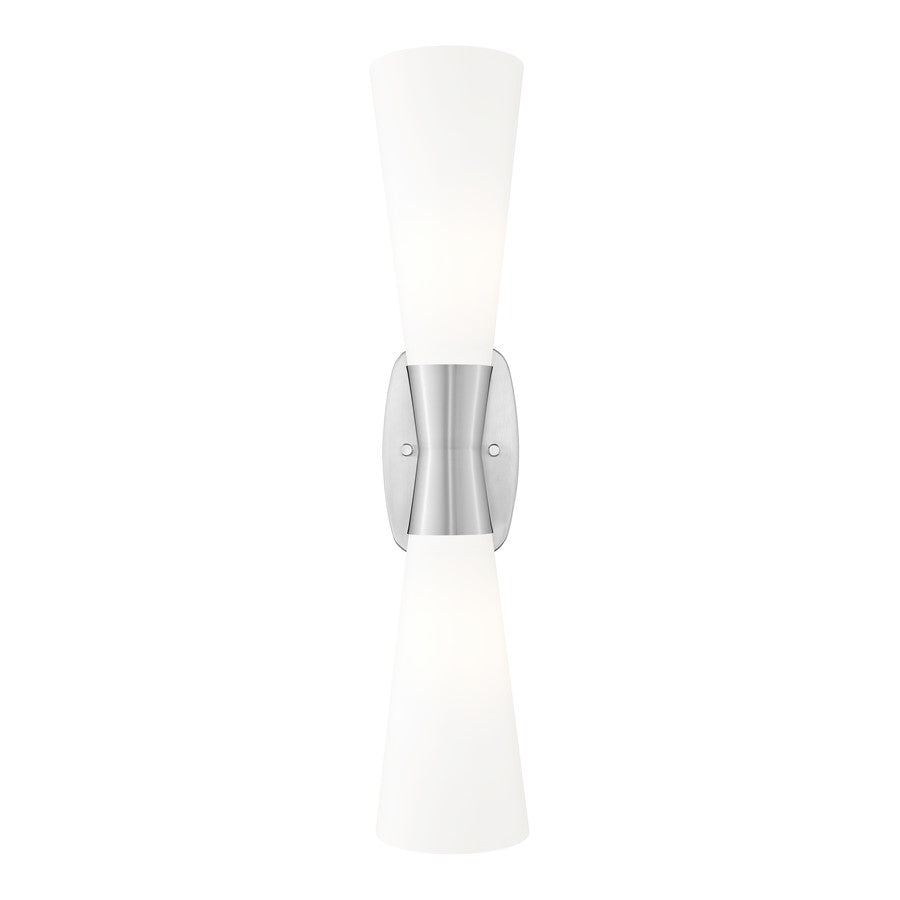 Z-Lite Emrys 2 Light 24" Wall Sconce, Brushed Nickel/White Opal