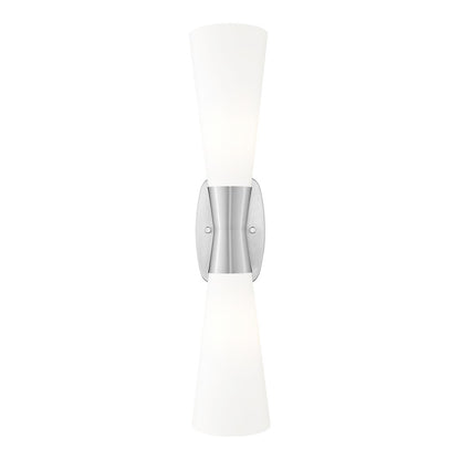 Z-Lite Emrys 2 Light 24" Wall Sconce, Brushed Nickel/White Opal